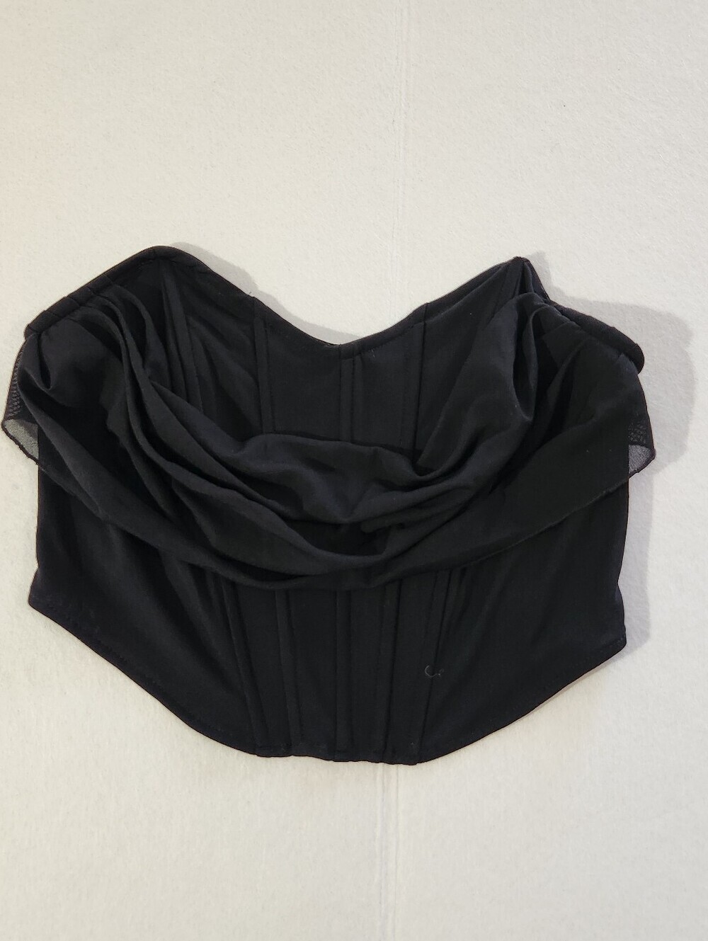Forever 21 Black Draped Corset Bustier Top Back Zipper And Boning Size Large